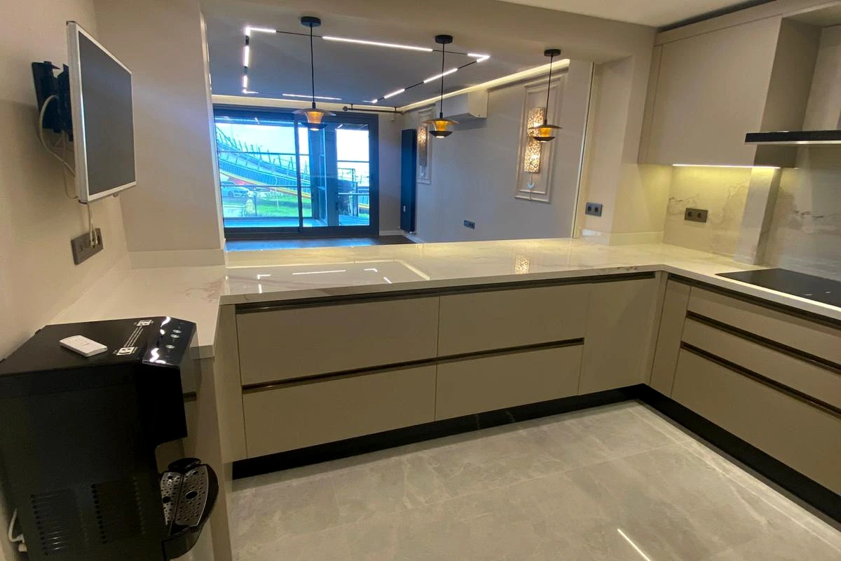 Renovated kitchen, open living connection